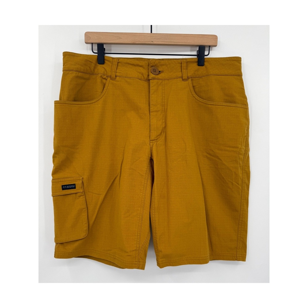 KUIU Shorts Mens 38 Mustard Yellow Cargo Hiking Outdoor Ripstop